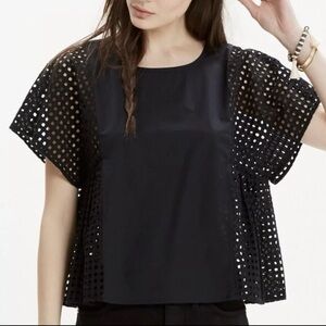 Madewell Black Boxy Blouse with Dolman Sleeves size L